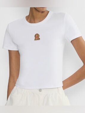 Aritzia Sunday Best BESTHUG little ribbed icon t-shirt size S Bright Wt /Puppy